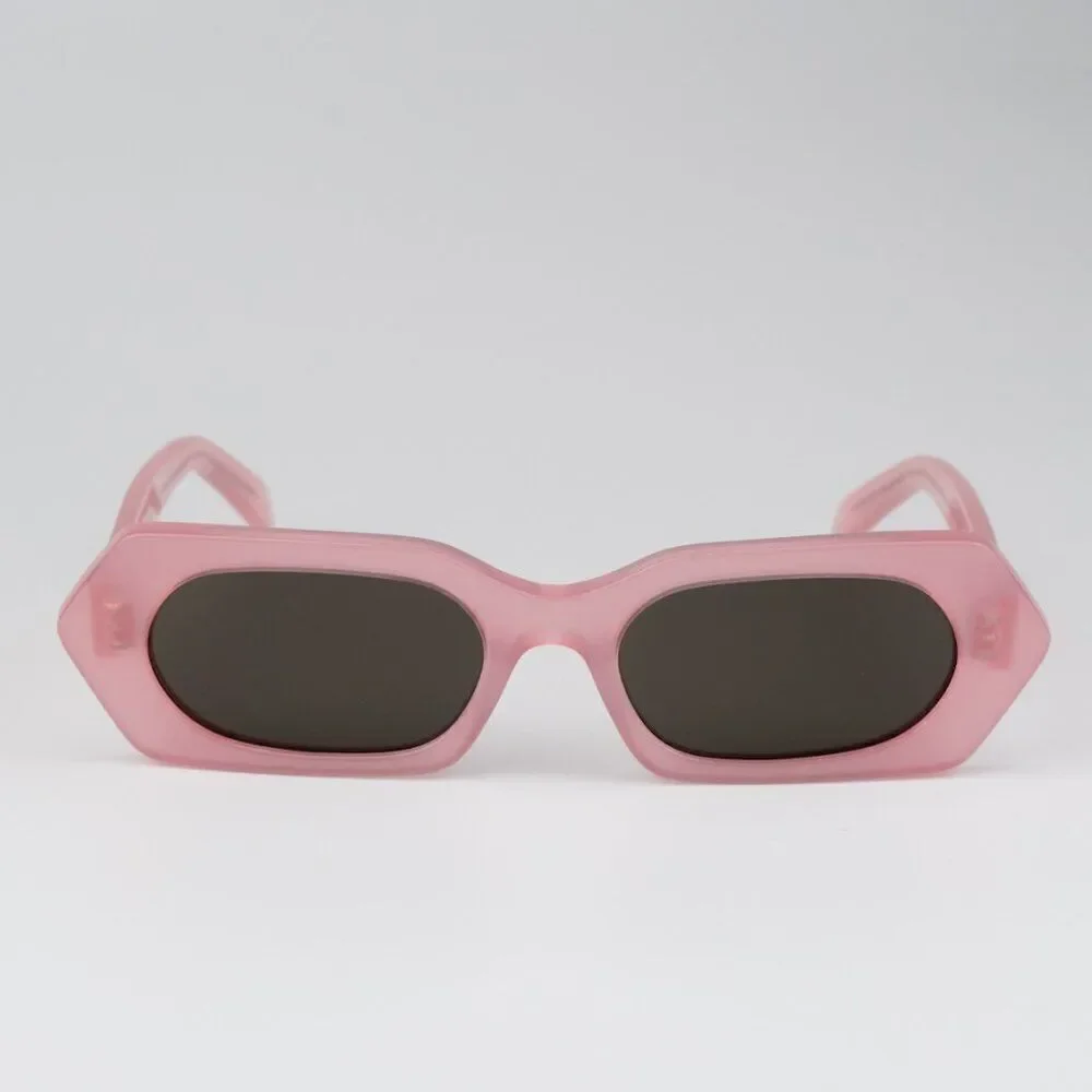 NEW Celine CL40243I 72J Shiny Opal Pink Brown  Rectangle Women Sunglasses